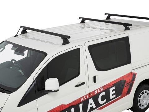 Kit 3 barres de toit noire 1650mm Heavy Duty avec pieds RCH Toyota Hiace Gen VI 2019-