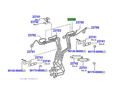 Conduite rigide haute pression injecteur No4 HZJ