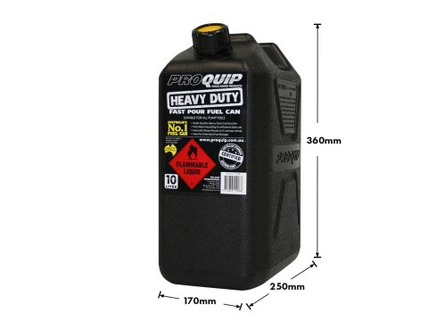 Jerrycan carburant - plastique noir 10L - avec bec verseur amovible