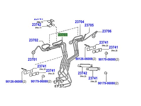 Conduite rigide haute pression injecteur No3 HZJ