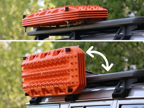 Support de plaques à sable latéral rabattable Croc Hinge avec vérin d'assitance