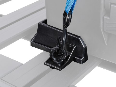 Kit de 4 coins avec anneaux Zwiftlock et sangles de fixation éléments sur galerie.