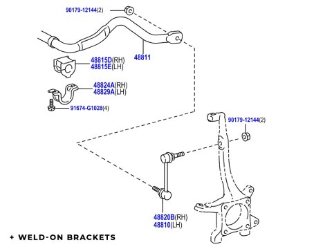Kit barre stabilisatrice avant fixe Toyota KDJ15 GDJ15 N4-Offroad - remplacement KDSS