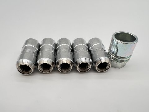 Lot de 5 écrous de roue antivol chromés 14x150 - Cône 60°