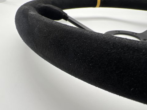 Volant Racing en cuir noir Ø380 en peau retournée