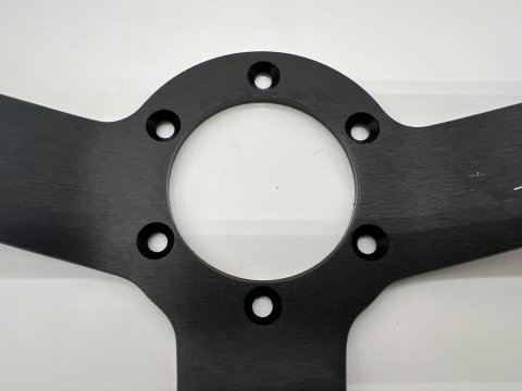 Volant Racing en cuir noir Ø380 en peau retournée
