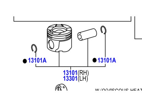 Piston moteur rangée cylindres gauche VDJ200 - Marquage B - Cote standard
