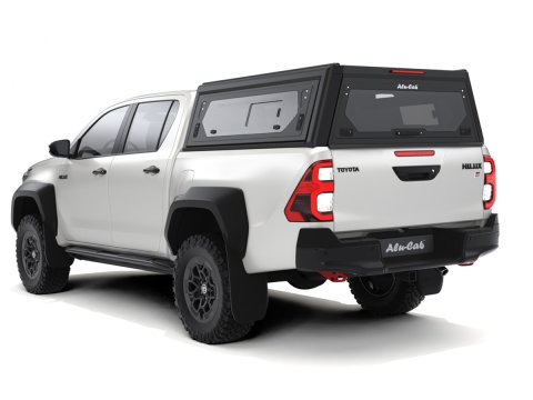 Hardtop Contour noir/ lisse avec fenêtre latérale pour Toyota Hilux Revo 2016+ double cabine Alu-Cab