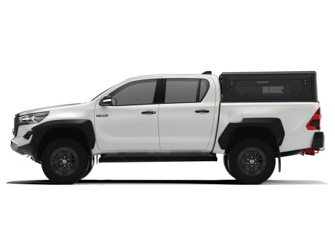 Hardtop Contour noir/ lisse avec fenêtre latérale pour Toyota Hilux Revo 2016+ double cabine Alu-Cab