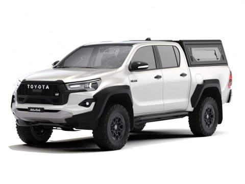 Hardtop Contour noir/ lisse avec fenêtre latérale pour Toyota Hilux Revo 2016+ double cabine Alu-Cab