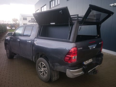 Hardtop Contour noir/ lisse sans fenêtre latérale pour Toyota Hilux Revo 2016+ double cabine Alu-Cab