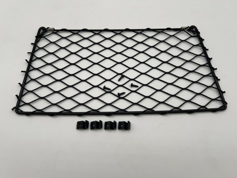 Filet de rangement avec cadre acier noir 370x200mm - avec cavaliers de fixation et vis