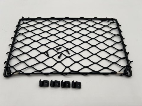 Filet de rangement avec cadre acier noir 312x200mm - avec cavaliers de fixation et vis
