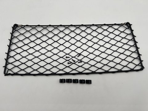 Filet de rangement avec cadre acier noir 500x200mm - avec cavaliers de fixation et vis