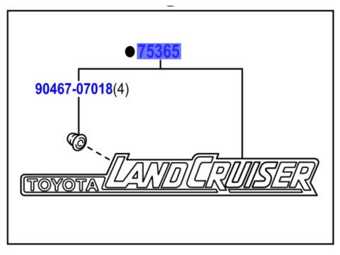Monogramme chromé logo TOYOTA LAND CRUISER aile avant