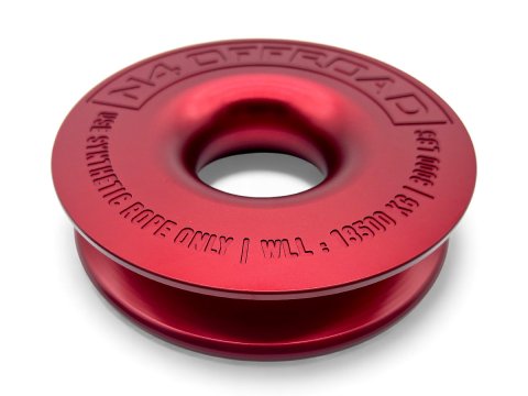 Anneau de treuillage alu 13.5T Ø148mm rouge N4-Offroad avec etui