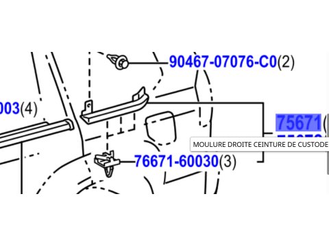 Moulure extérieure custode arrière droite KDJ125
