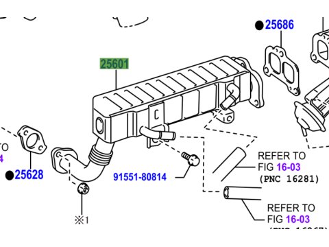 Refroidisseur EGR recirculation gaz échappement KDJ15 190cv