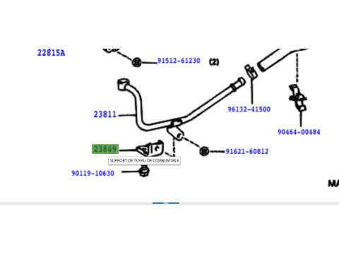 Patte support conduite arrivée gasoil pompe à injection HDJ80 et HZJ7 avant 1999