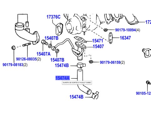 Durite retour huile sous turbo HDJ100 08/2002+