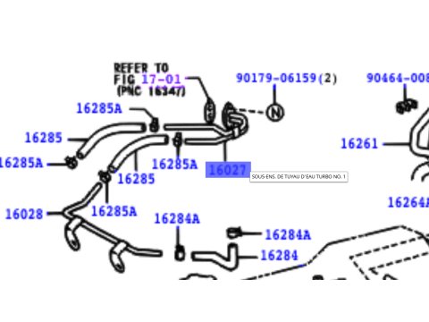 Conduite rigide refroidissement turbo sur turbo HDJ100 08/2002+