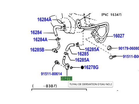 Tuyau piquage liquide refroidissement turbo sur le bloc KZJ KDJ