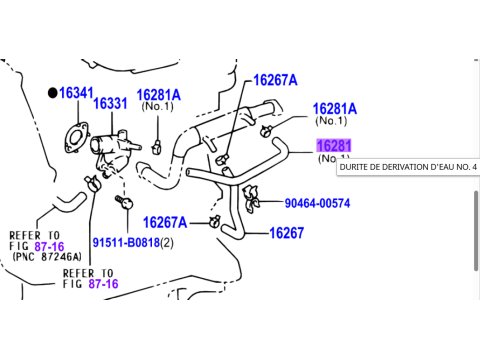Durite de refroidissement sur refroidisseur EGR KDJ12 163cv