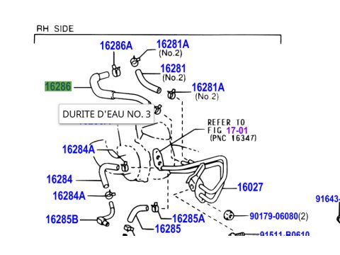 Durite de refroidissement turbo KDJ9 KDJ12 163cv