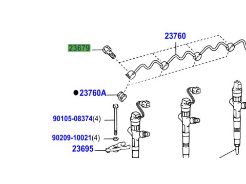 Vis creuse de rampe de retour d'injecteur KDJ9 KDJ12 163cv