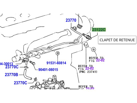 Clapet anti retour sur circuit de retour gasoil KDJ9 KDJ12