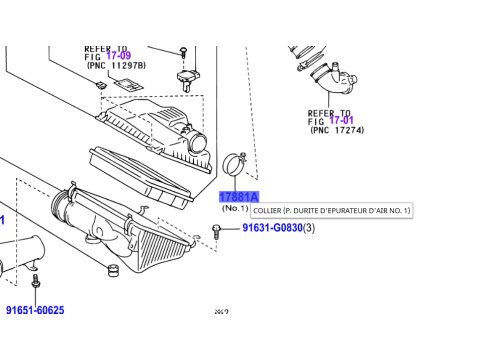 Collier fixation durite accordéon côté boite air KDJ12 KDJ15