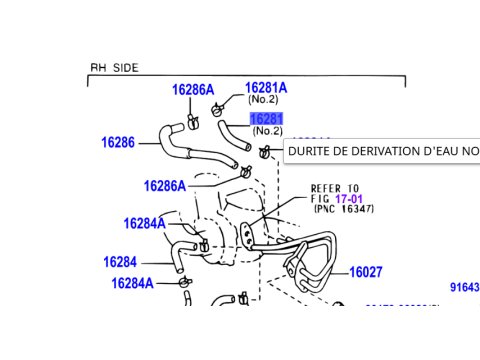 Durite No2 de refroidissement turbo KDJ9 KDJ12 163cv
