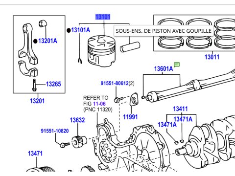 Piston moteur KDJ9 KDJ12 163cv - Marquage 2 - Cote standard
