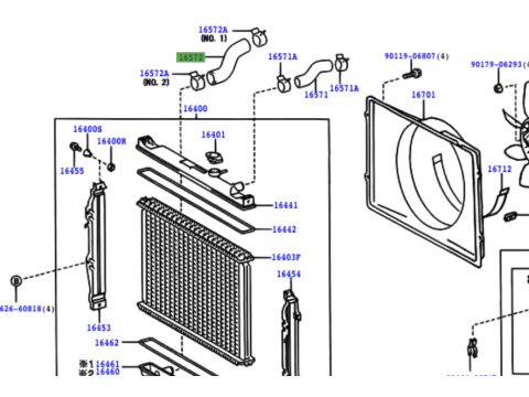 Durite inférieure radiateur de refroidissement KDJ90 KDJ95