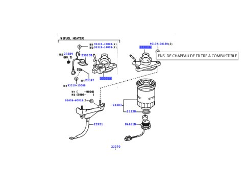 Support filtre gasoil sans réchauffeur KDJ90 KDJ95