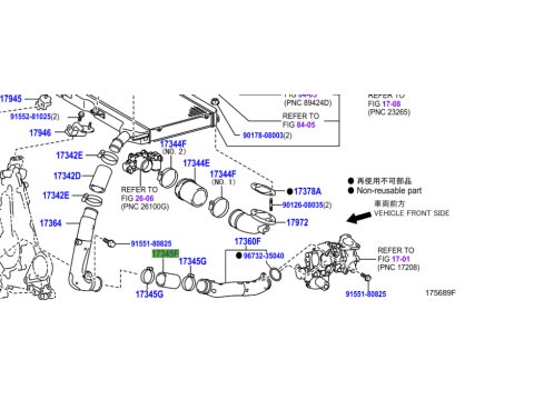 Flexible entre tubes rigides entrée air turbo gauche VDJ200
