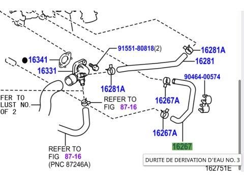 Durite entre refroidisseur EGR et bloc KDJ12 173cv