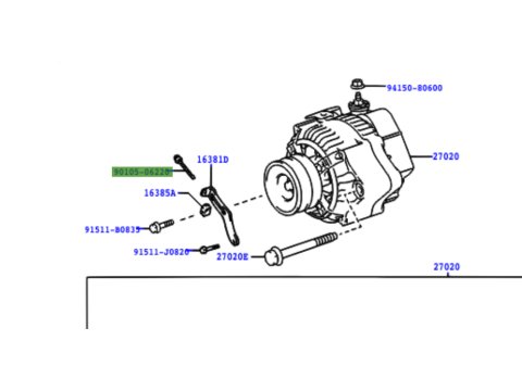 Boulon de réglage tension courroie alternateur KZJ7 KZJ9