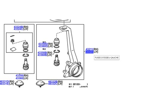 Fusée de suspension avant gauche KZJ9 KDJ9 avec ABS