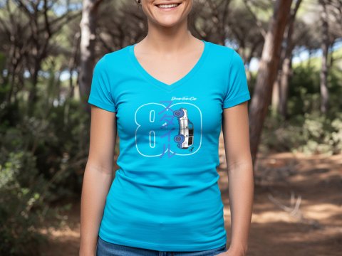 Tshirt femme HDJ80 Dream Team Car bleu atoll