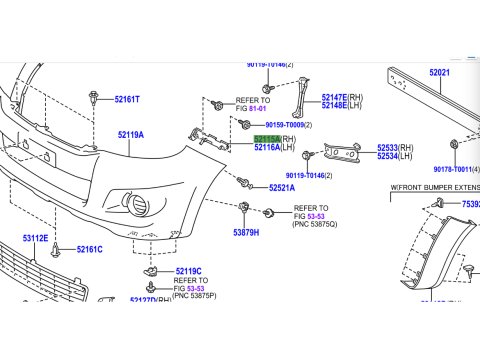 Support guide de pare chocs avant droit Hilux Vigo 2012-2015