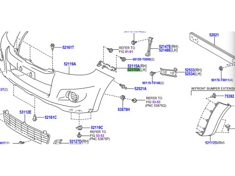 Support guide de pare chocs avant gauche Hilux Vigo 2012-2015