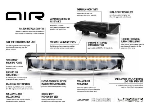 Barre LED Lazer AIR-90 avec fonction Beacon