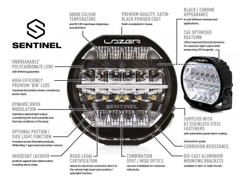 Longue portée LED Lazer Sentinel 7 Elite