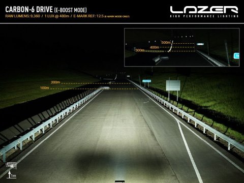 Barre LED Lazer Carbon-6 Drive - Feux de croisement jaunes
