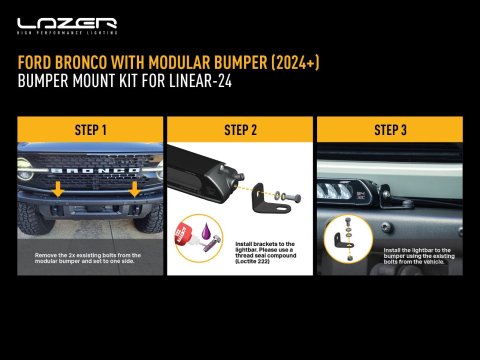 Support montage Lazer Linear-24 Ford Bronco (2021+) - Version alternative