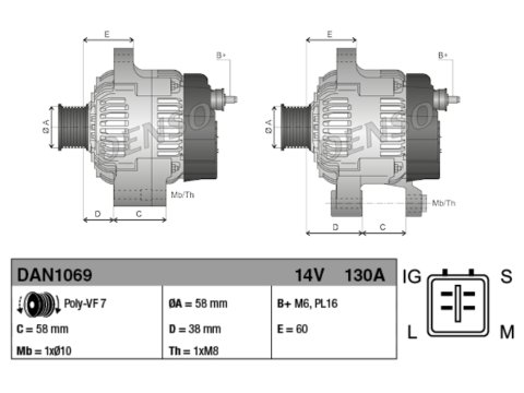Alternateur Denso 12V 130A NEUF Land Cruiser KDJ12 KDJ15