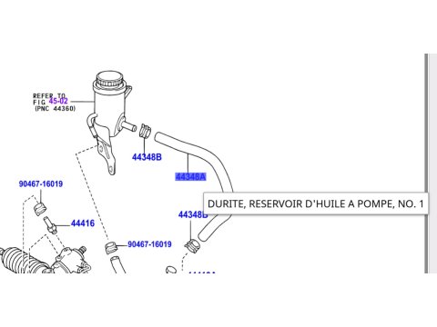 Durite de retour huile entre réservoir et pompe direction assistée KDJ12