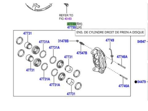 Etrier de frein avant droit pour Land Cruiser KDJ15
