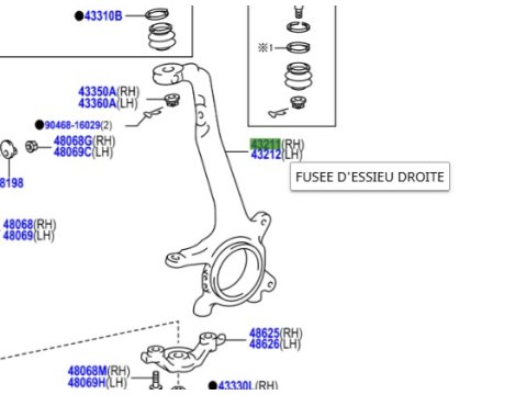 Fusée pivot avant droite Hilux Revo
